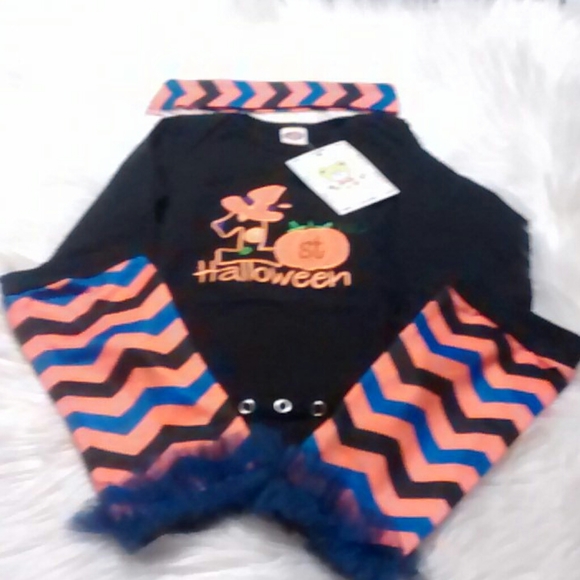 Newborn Baby Girls 3pc 1st Halloween Outfit - Picture 1 of 4